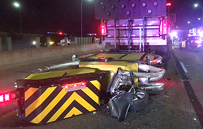 Photo of a truck mounted attenuator.